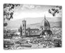 Hausdächer und Kirche in Florenz, Monochrome Leinwanbild Rechteckig