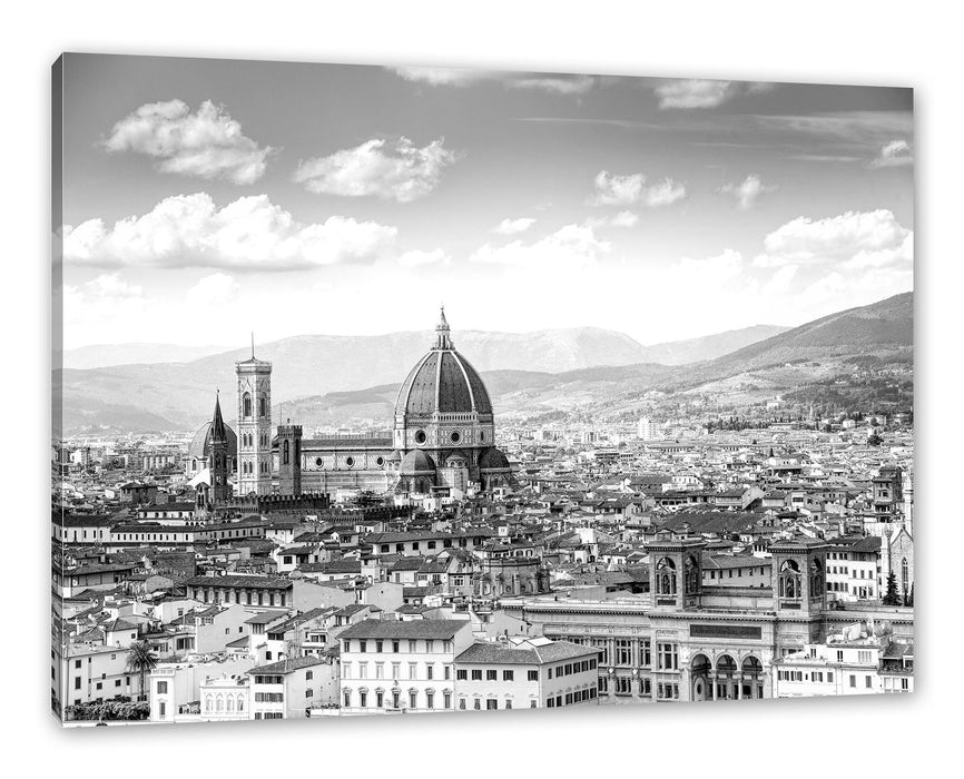 Pixxprint Panoramablick über die Dächer von Florenz, Monochrome, Leinwandbild