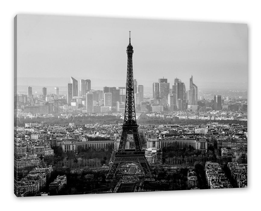 Pixxprint Panorama Eiffelturm bei Sonnenuntergang, Monochrome, Leinwandbild