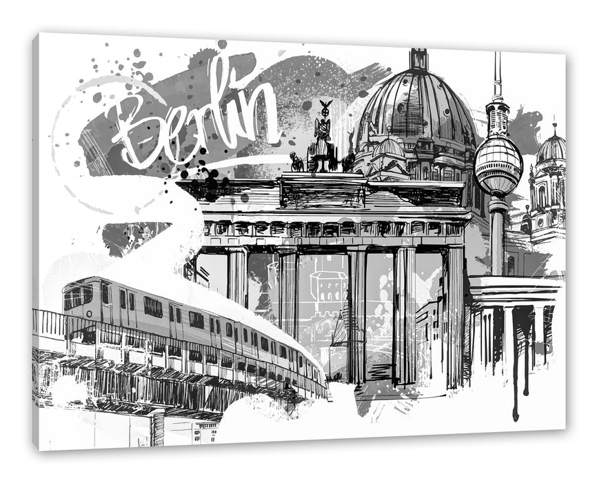 Pixxprint Berlin und seine Wahrzeichen Abstrakt, Monochrome, Leinwandbild