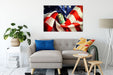 USA Flagge mit Dollarschein Leinwandbild Wohnzimmer Rechteckig