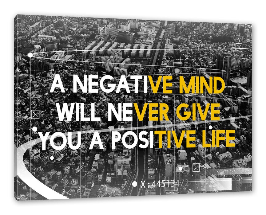 Pixxprint No negative mind Motivaton, Leinwandbild