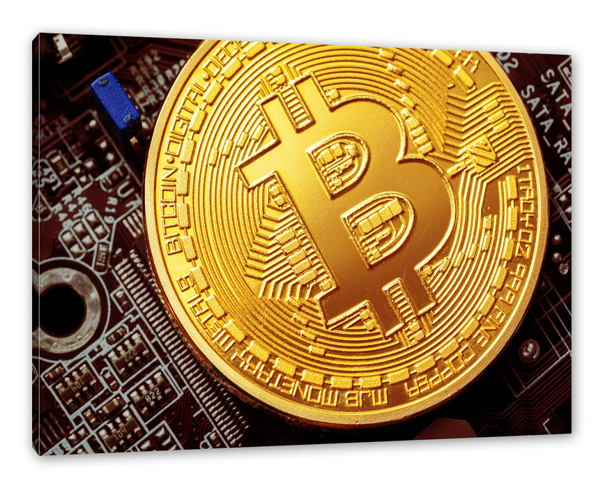 Pixxprint Bitcoin BTC auf Platine, Leinwandbild