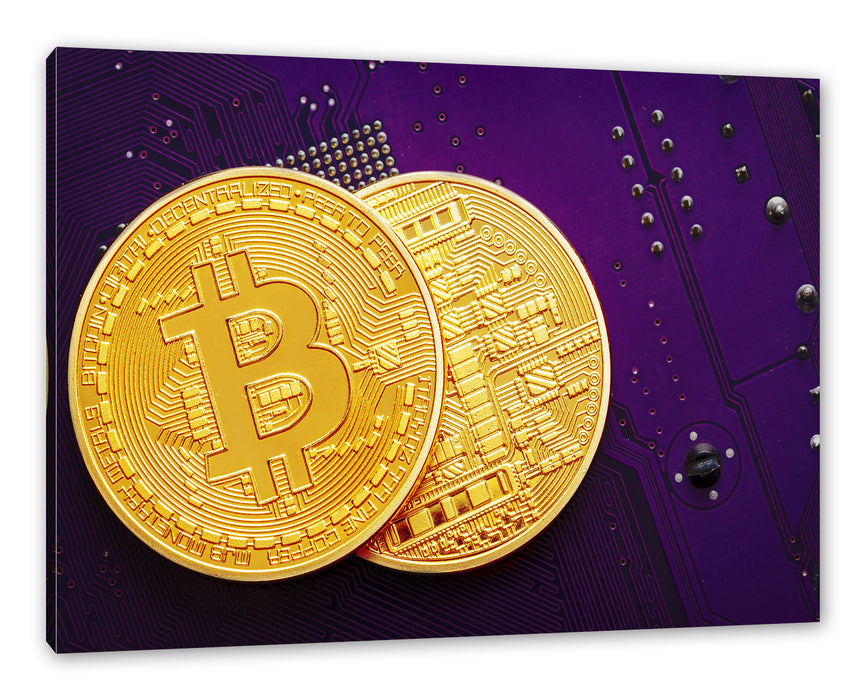 Pixxprint Bitcoin BTC auf Platine, Leinwandbild