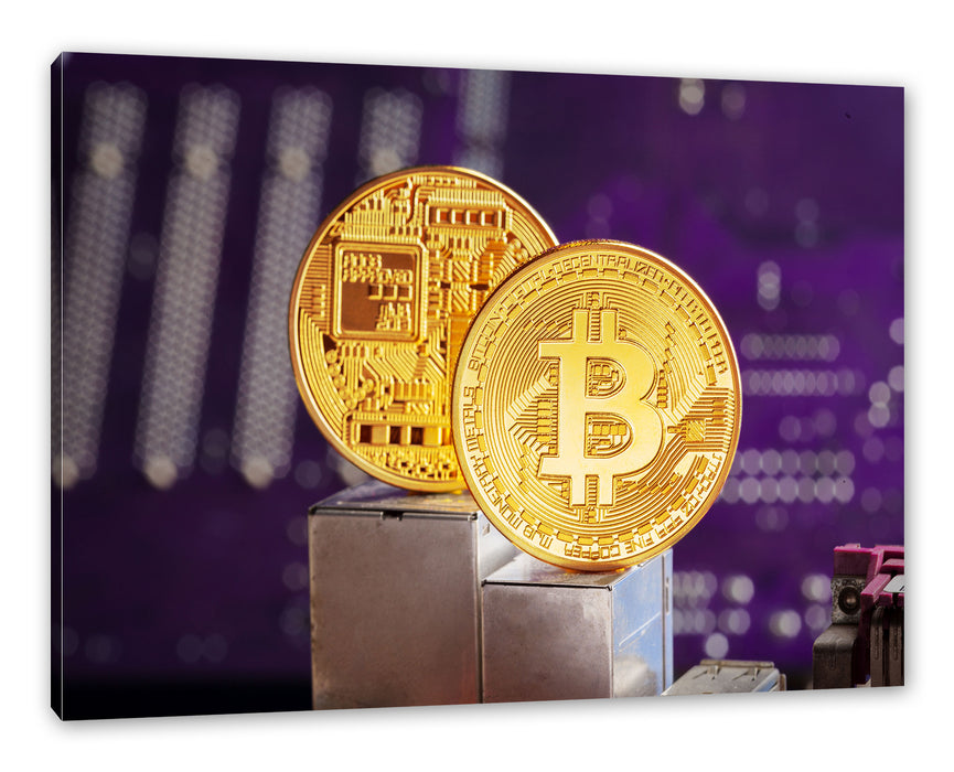 Pixxprint Bitcoin BTC auf Platine, Leinwandbild