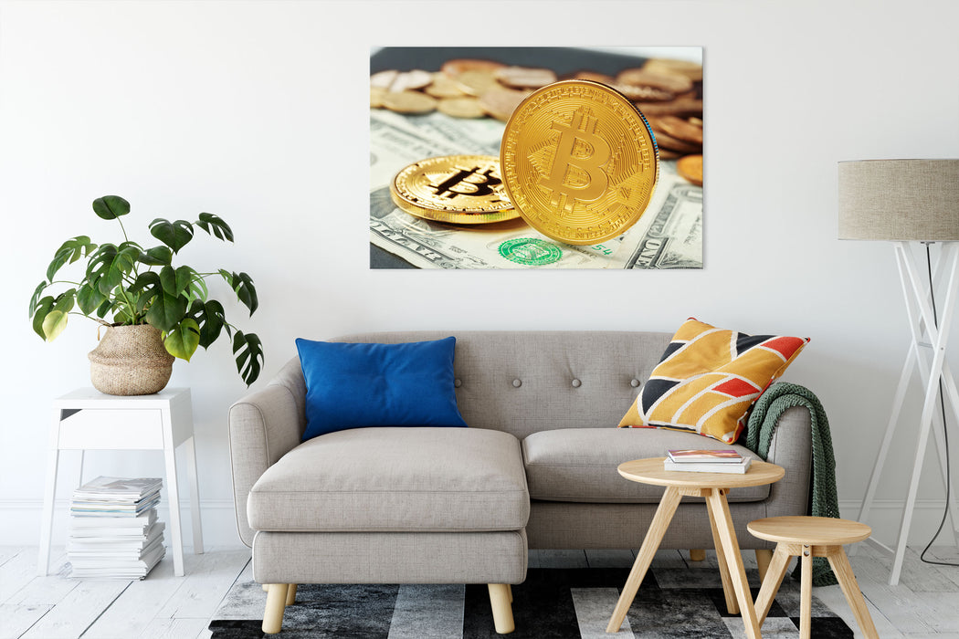 Bitcoin BTC vs. Dollar Leinwandbild Wohnzimmer Rechteckig