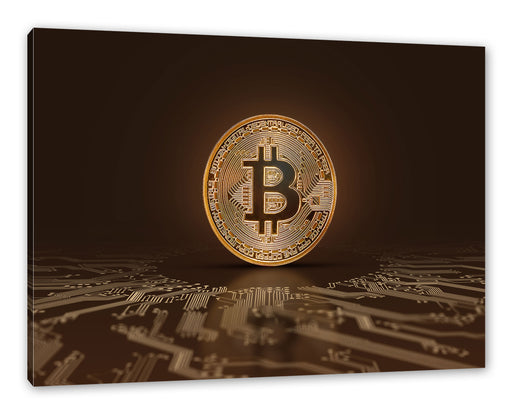 Bitcoin BTC mit Grafikkarte  Leinwandbild Rechteckig