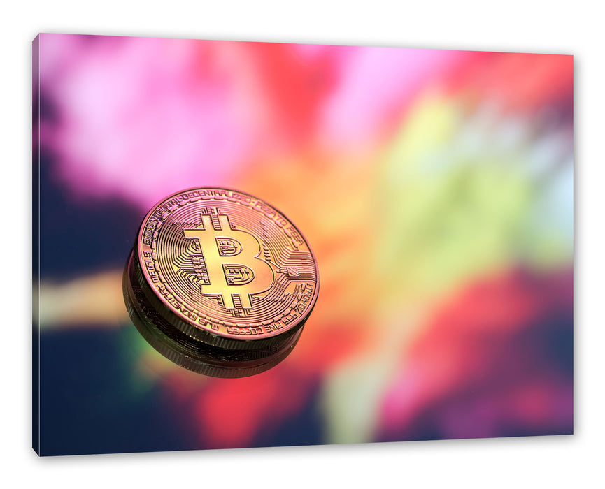 Pixxprint Bitcoin BTC bunte Darstellung, Leinwandbild