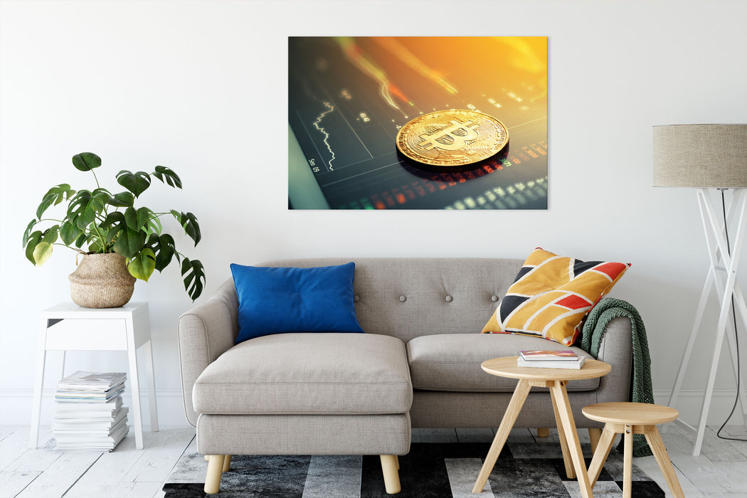 Bitcoin BTC Aktienmarkt Leinwandbild Wohnzimmer Rechteckig