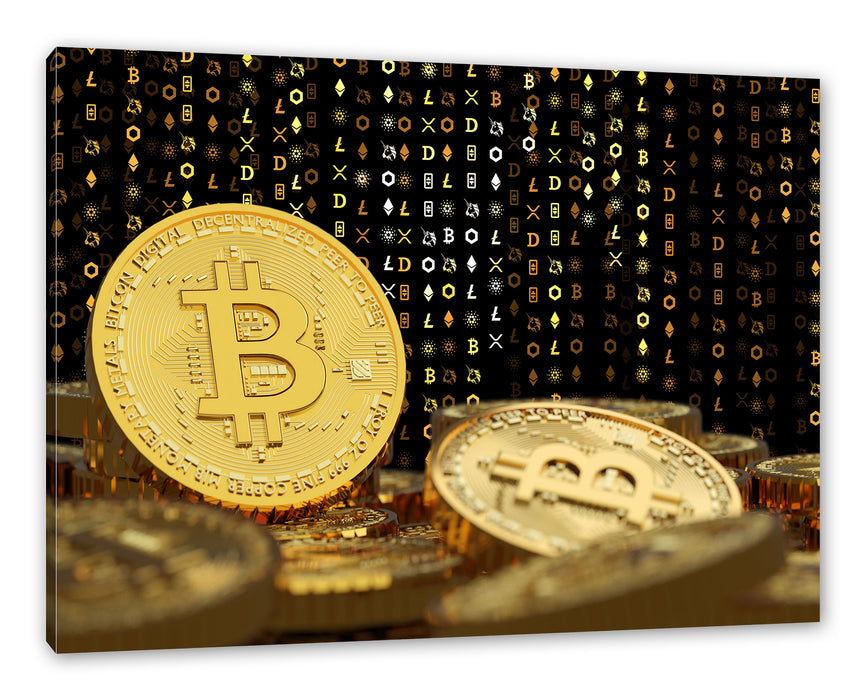 Pixxprint Bitcoin BTC Kryptowährung , Leinwandbild