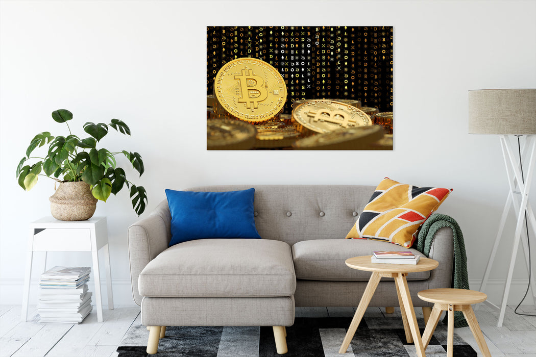 Bitcoin BTC Kryptowährung  Leinwandbild Wohnzimmer Rechteckig