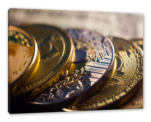 goldene Bitcoins BTC Leinwandbild Rechteckig