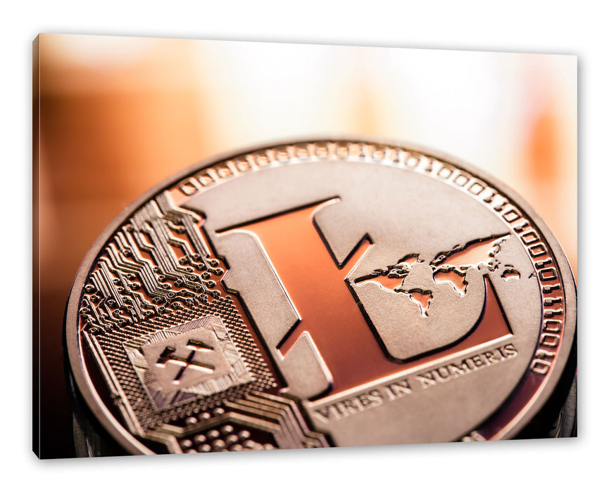 Pixxprint Litecoin ETH Kryptomünze, Leinwandbild