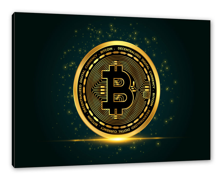 Pixxprint funkelnder Bitcoin BTC, Leinwandbild