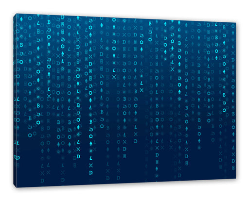 Blockchain Kryptowährung blau Leinwandbild Rechteckig