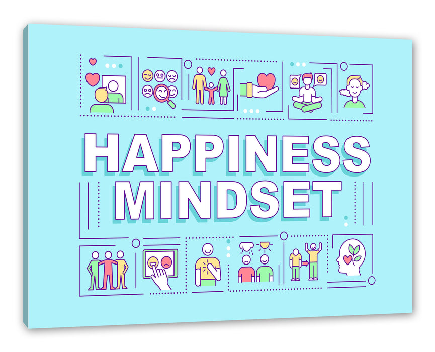 Happiness Mindset Motivaton Leinwandbild Rechteckig