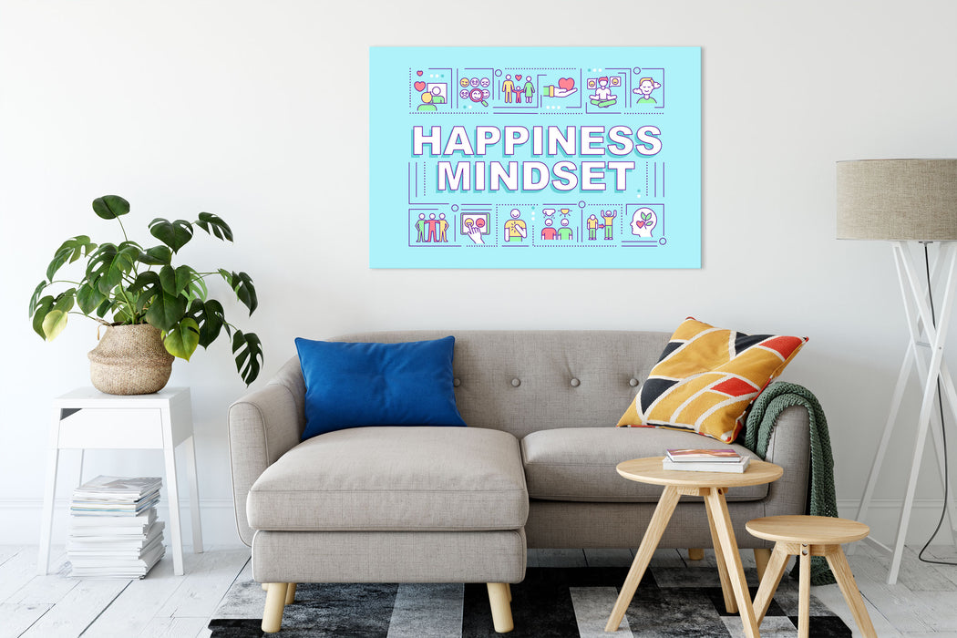 Happiness Mindset Motivaton Leinwandbild Wohnzimmer Rechteckig