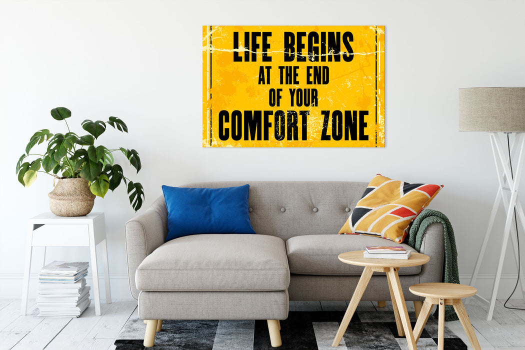 Komfortzone Motivaton Leinwandbild Wohnzimmer Rechteckig