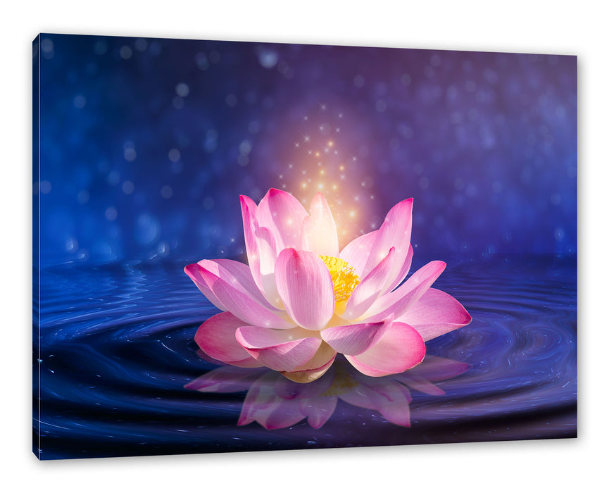 Pixxprint pinker Lotus im Wasser, Leinwandbild