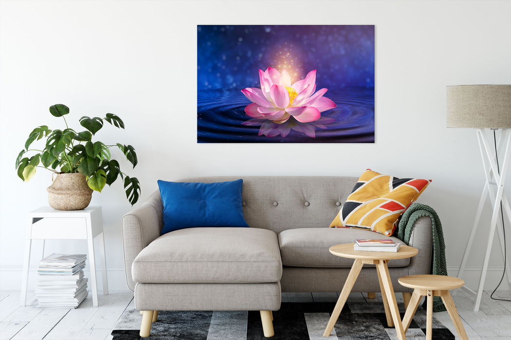 pinker Lotus im Wasser Leinwandbild Wohnzimmer Rechteckig