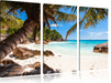 Palmenstrand Seychellen Leinwandbild 3 Teilig