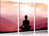 Meditierender Mensch in den Bergen Leinwandbild 3 Teilig