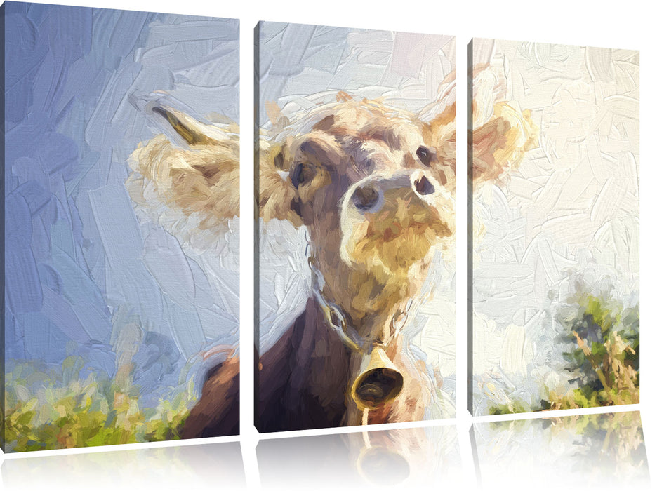 Portrait einer Kuh Leinwandbild 3 Teilig