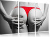 sexy Frauenpo in rotem String Leinwandbild 3 Teilig