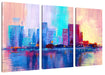 Abstraktes Ölgemälde einer Skyline Leinwanbild 3Teilig