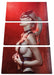 Sexy Blondine in Leder im Rotlicht Leinwanbild 3Teilig