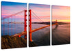 Golden Gate Bridge bei Sonnenuntergang Leinwanbild 3Teilig