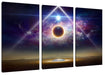 Science Fiction Collage Planeten im Weltraum Leinwanbild 3Teilig