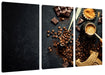 Kaffeebohnen und Schokolade von oben Leinwanbild 3Teilig