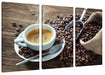 Espressotasse mit Kaffeebohnen Leinwanbild 3Teilig