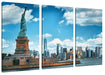 Freiheitsstatue mit New Yorker Skyline Leinwanbild 3Teilig