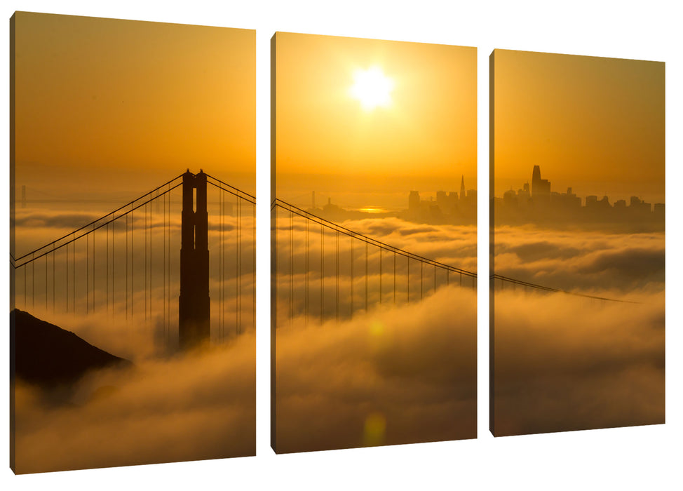 Golden Gate Bridge im Sonnenaufgang Leinwanbild 3Teilig