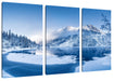 Winterlandschaft mit gefrorenem Bergsee Leinwanbild 3Teilig