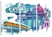 Berlin und seine Wahrzeichen Abstrakt Leinwanbild 3Teilig