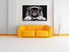 Astronautenkatze im Weltraum B&W Detail Leinwanbild Wohnzimmer 3Teilig
