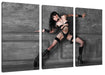 Erotische Frau in High Heels und Dessous B&W Detail Leinwanbild 3Teilig