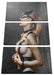 Sexy Blondine in Leder im Rotlicht B&W Detail Leinwanbild 3Teilig