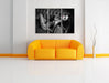 Frau in Dessous räkelt sich auf Sofa B&W Detail Leinwanbild Wohnzimmer 3Teilig