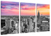 New York City bei Sonnenuntergang B&W Detail Leinwanbild 3Teilig