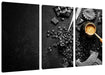 Kaffeebohnen und Schokolade von oben B&W Detail Leinwanbild 3Teilig