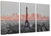 Panorama Eiffelturm bei Sonnenuntergang B&W Detail Leinwanbild 3Teilig