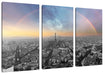 Panorama Regenbogen über Paris B&W Detail Leinwanbild 3Teilig