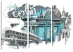 Berlin und seine Wahrzeichen Abstrakt B&W Detail Leinwanbild 3Teilig
