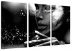 Frauengesicht bunte Neonlichter, Monochrome Leinwanbild 3Teilig