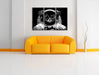 Astronautenkatze im Weltraum, Monochrome Leinwanbild Wohnzimmer 3Teilig