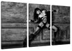 Erotische Frau in High Heels und Dessous, Monochrome Leinwanbild 3Teilig